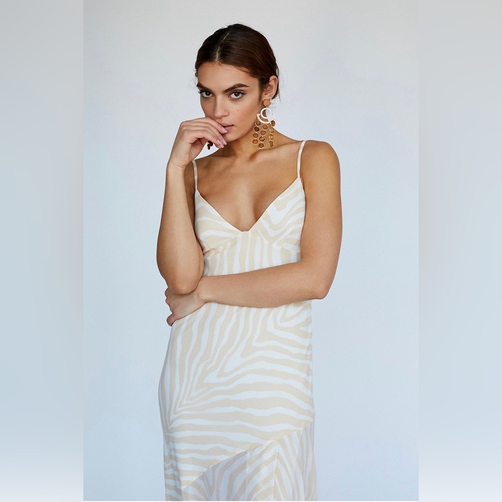 Shona Joy white and tan maxi